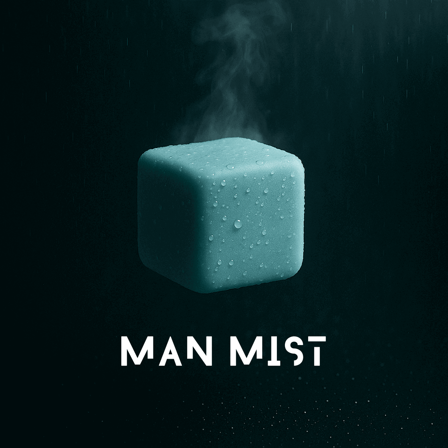 Luxurious Man Mist shower steamer floating in steam — essential oil aromatherapy for men's recovery.