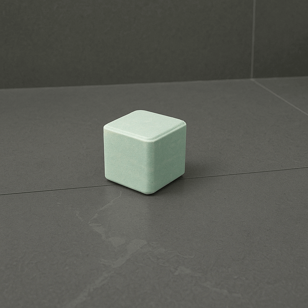 Step 1 — Position Man Mist shower steamer on shower floor away from direct water stream